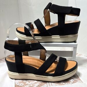 Dr Scholls Brooklin Strap Platform Sandals Black Size 7.5 M Excellent Condition